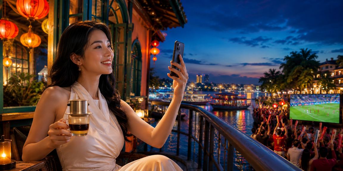 Người dùng Hà Nội trải nghiệm casino trên điện thoại bên ly cà phê